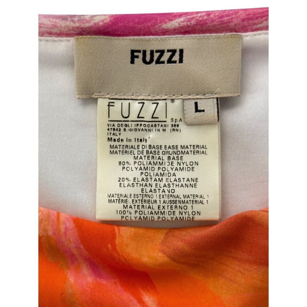 Fuzzi by Jean Paul Gaultier Dress Floral Pink Orange White Stretch Womens Size L - Picture 4 of 7